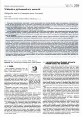 Wikipedie a její komunikační potenciál